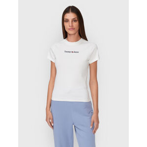 Tommy Jeans dámské bílé tričko - XL (YBL)